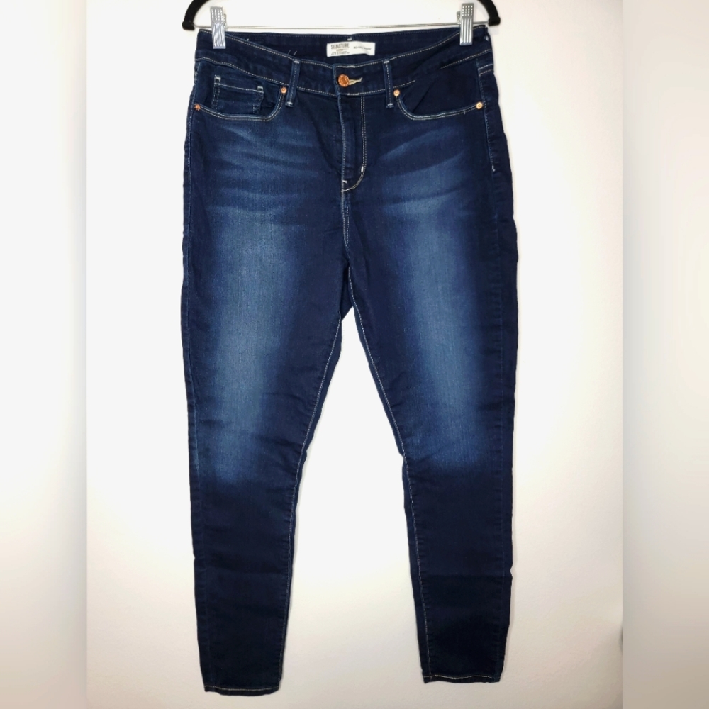 Levi's Signature Women's Blue Denim Mid Rise Skinny Jeans Sz Waist 31 Length 30
